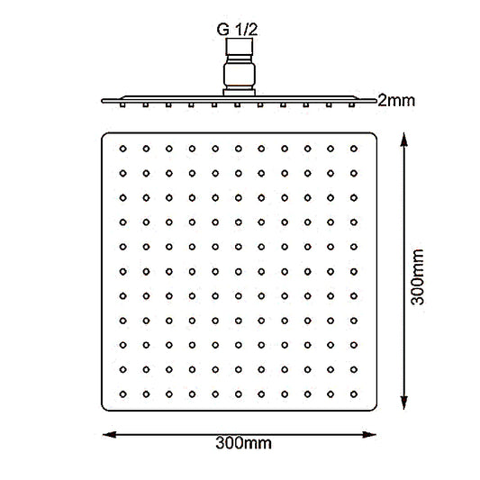 Stainless Steel 300mm Shower Head Square - Gunmetal Grey