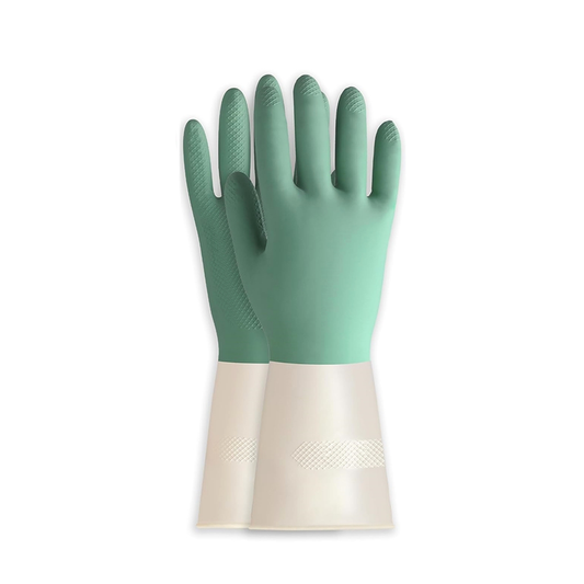 BOOMJOY 3 Pairs Latex Heavy-Duty Cleaning Gloves - Green