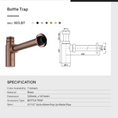 Load image into Gallery viewer, Solid Brass Round Bottle Trap G1 1/2" - Brushed Copper