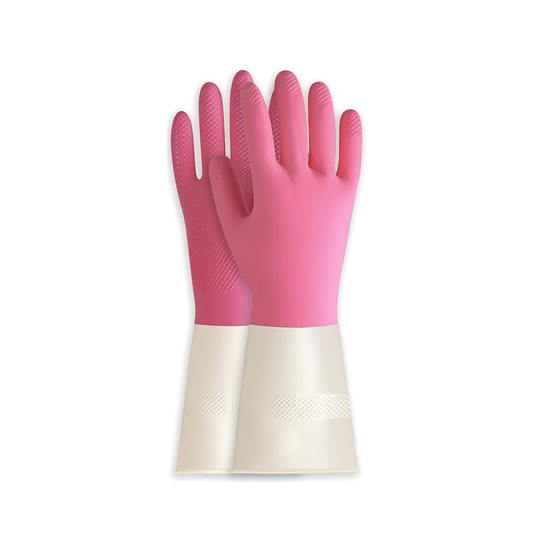 BOOMJOY 3 Pairs Latex Heavy-Duty Cleaning Gloves - Pink