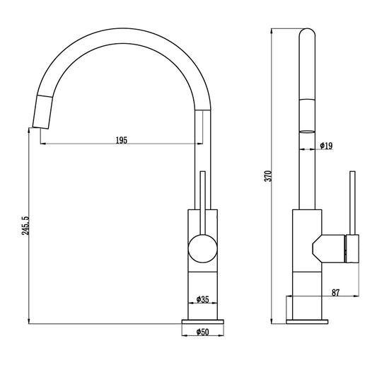 Solid Brass Standard Kitchen Mixer II - Black