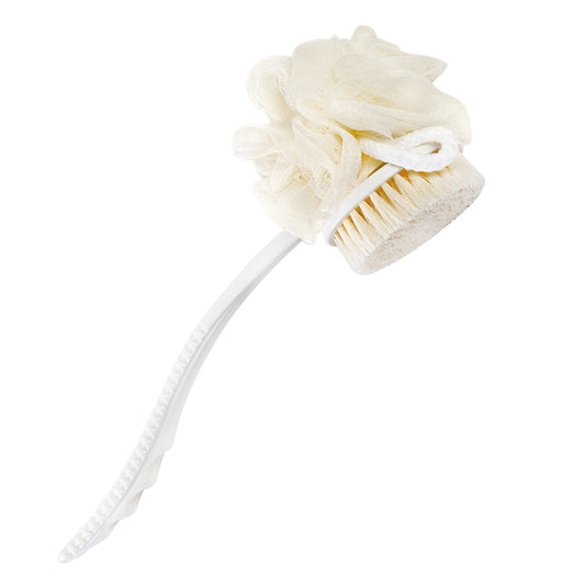 Double-Sided Rotating Bath Brush with Loofah and Bristle Head