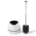 Load image into Gallery viewer, BOOMJOY Toilet Brush and Holder with TPR Rubber and Built-in Tweezer - White/Black