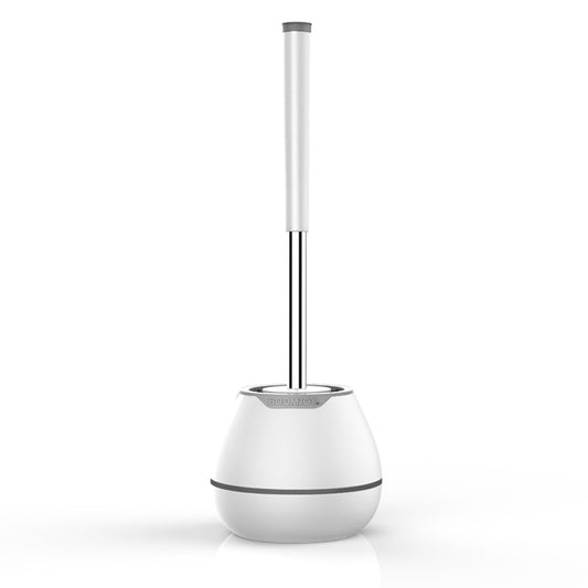 BOOMJOY Toilet Brush and Holder with TPR Rubber and Built-in Tweezer - White/Grey