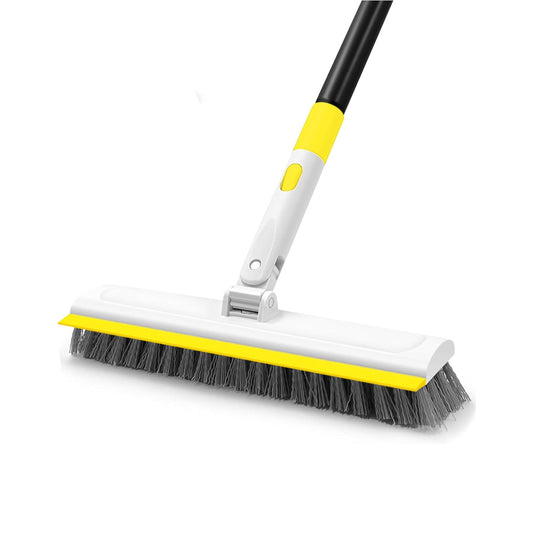 DALIPER 2-in-1 Floor Scrub Brush with Long Handle & Squeegee – 180° Rotating Tile, Bathroom, Deck & Kitchen Cleaning Brush