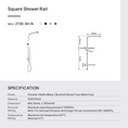 Load image into Gallery viewer, Stainless Steel & Solid Brass Shower Rail Square - Gunmetal Grey