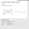 Load image into Gallery viewer, Stainless Steel 800mm Single Towel Rail - Brushed Brass Gold - RUSHY