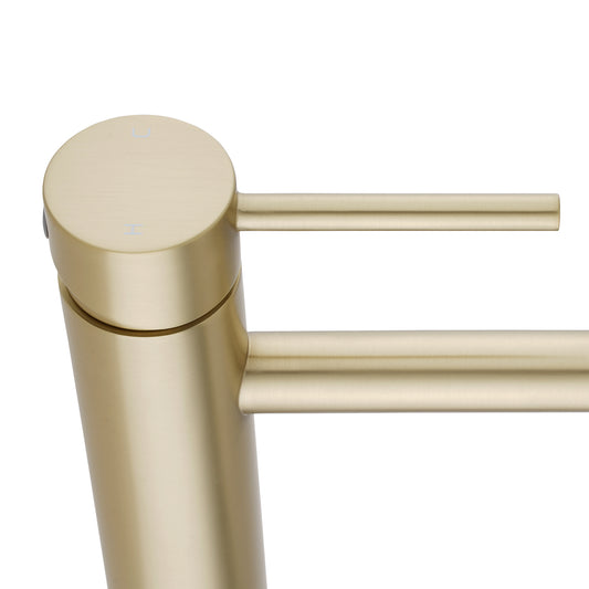 Solid Brass Tall Basin Mixer - Light Brushed Brass Gold - LUCID PIN