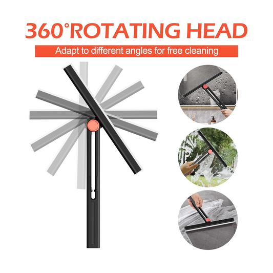 DALIPER 2xPack 360° Rotating Silicone Shower Squeegee – Multi-Purpose Glass Door, Window, Tile & Car Windshield Wiper