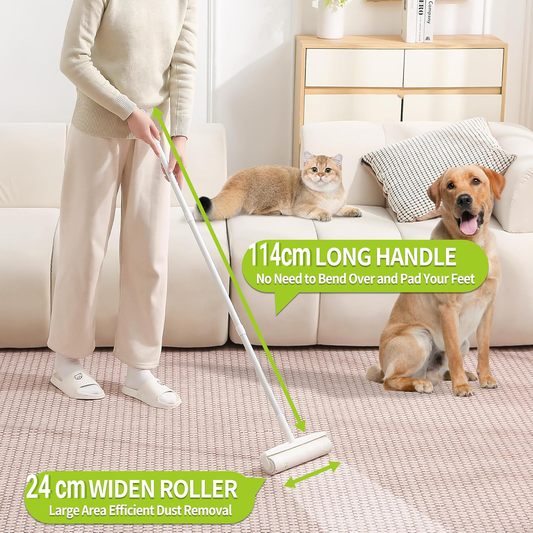 IVYROLL Extra-Wide 24cm Lint Roller with Adjustable Handle with 4 Refill Rollers