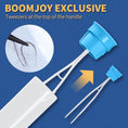 Load image into Gallery viewer, BOOMJOY Toilet Brush and Holder with TPR Rubber and Built-in Tweezer - White/Blue