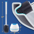 Load image into Gallery viewer, BOOMJOY Toilet Brush and Holder with TPR Rubber and Built-in Tweezer - White/Blue