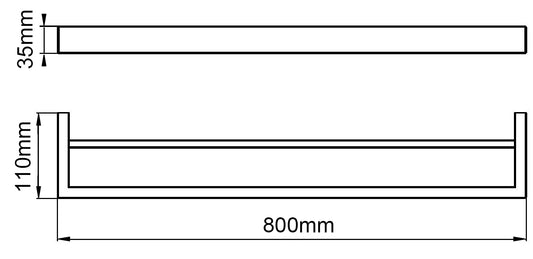 Stainless Steel 800mm Double Towel Rail - Gunmetal Dark Grey - IVANO