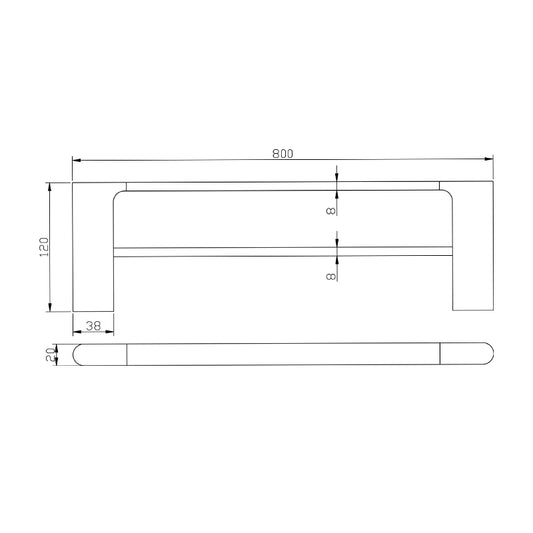 Zinc-Alloy and Brass 800mm Double Towel Rail - Gunmetal Grey - VOG