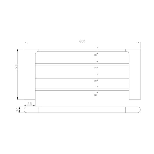 Zinc-Alloy and Brass 600mm 4 Bar Towel Rail - Chrome Silver - VOG