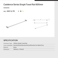 Load image into Gallery viewer, CADDENCE Single Towel Rail - Brass 800mm - Gunmetal Grey