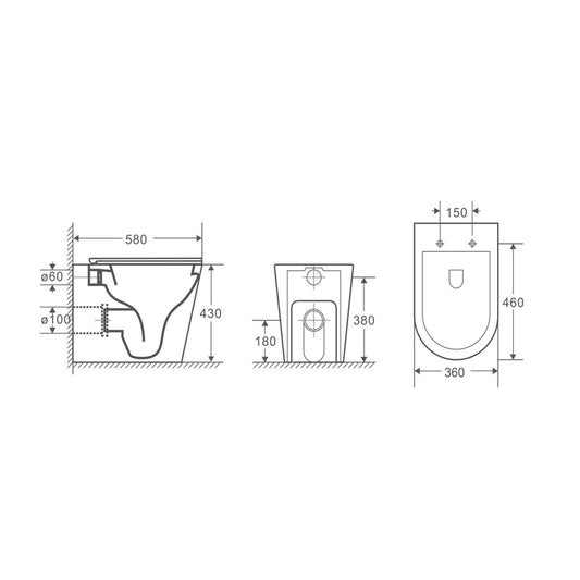 Mercio BERLIN99 Rimless Wall Faced Floor Pan – Matte White