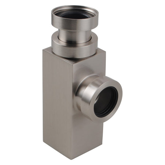 Solid Brass Square Bottle Trap - Brushed Nickel Silver