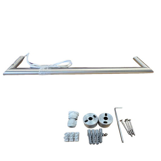 Stainless Steel Electric Heated Towel Rack Single Bar Horizontal - Brushed Nickel Silver