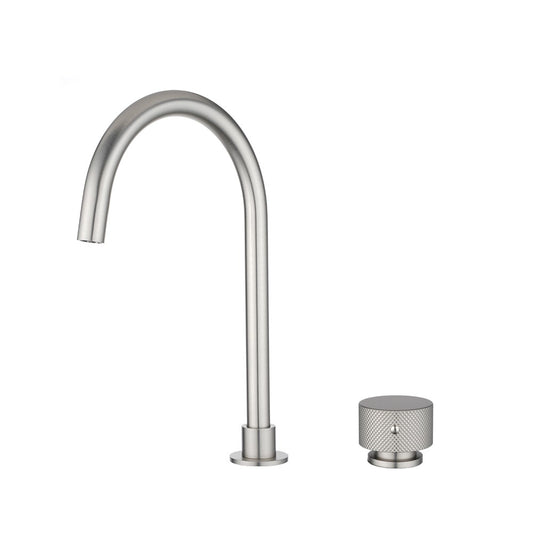 Solid Brass Swivel Basin Mixer - Brushed Nickel Silver - MOON