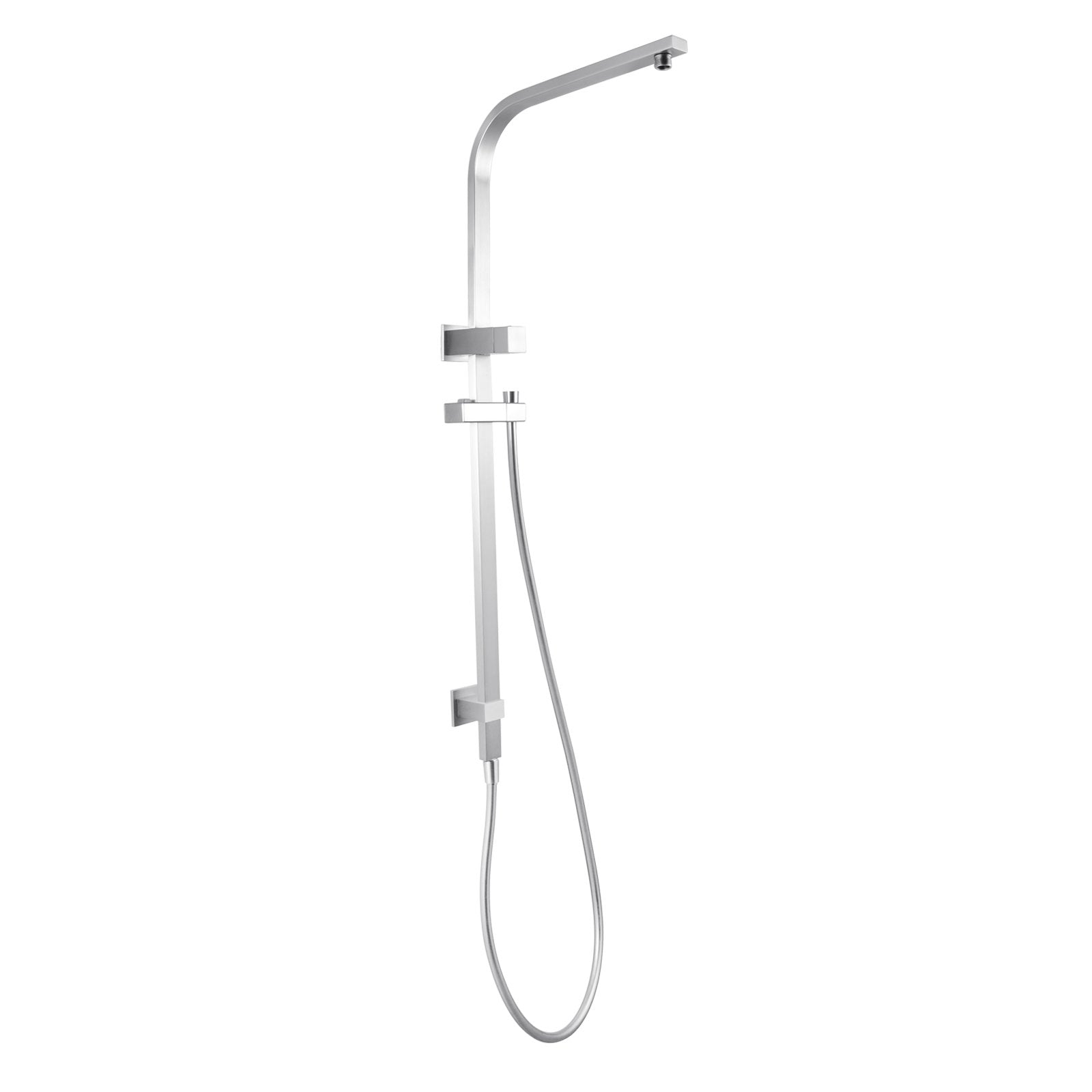 Stainless Steel & Solid Brass Shower Rail Square - Brushed Nickel Silver