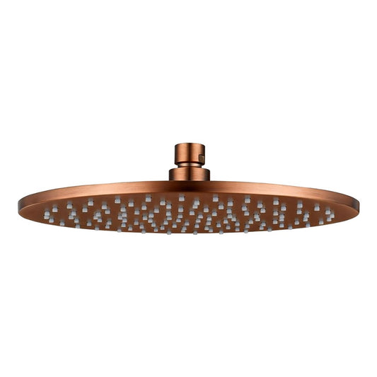 Solid Brass 250mm Shower Head Round - Brushed Copper