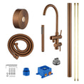 Load image into Gallery viewer, Solid Brass Freestanding Handheld Shower Head & Swivel Spout Tap - Brushed Copper