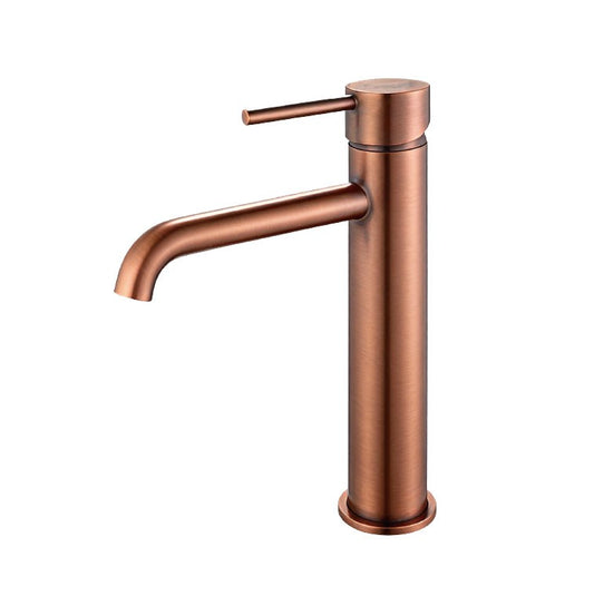 Solid Brass Tall Basin Mixer - Brushed Copper - LUCID PIN