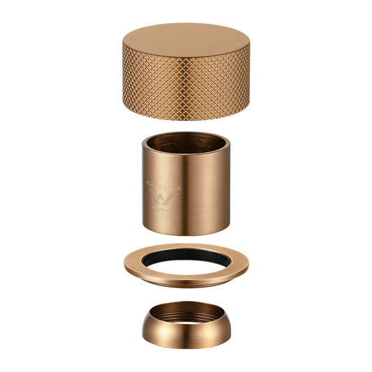 Moon brushed copper knurled wall mixer handle alternate view