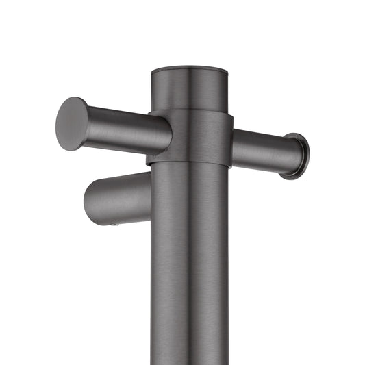 Stainless Steel Electric Heated Towel Rack Single Bar Vertical with Timer - Gunmetal Grey