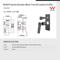 Load image into Gallery viewer, Solid Brass Wall Mixer Tap with Diverter Trim Kit (Match CLPD) - Brushed Brass | RUSHY