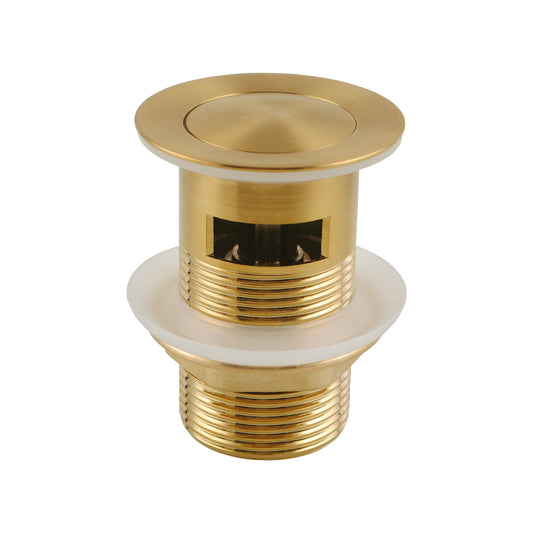 Solid Brass Basin Pop Up Waste with Overflow 32/40mm - Brushed Brass Gold