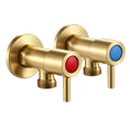 Load image into Gallery viewer, Solid Brass Toilet Stop Tap One Pair – Round 1/4 Turn – Brushed Brass