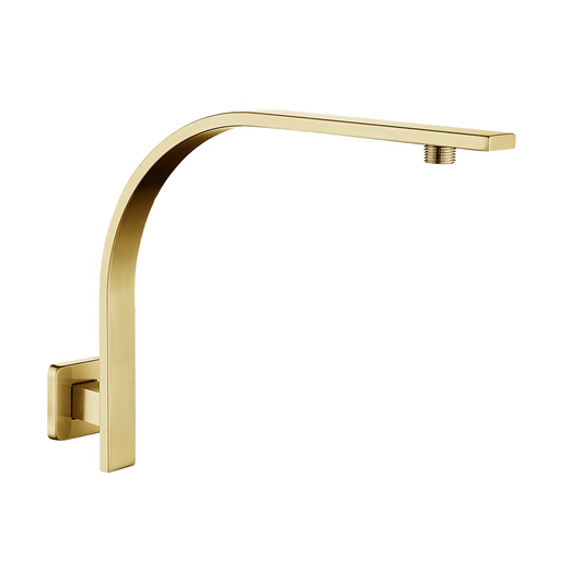 Stainless Steel Square Gooseneck Wall Shower Arm – Brushed Brass Gold