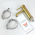 Load image into Gallery viewer, Solid Brass Short Basin Mixer - Brushed Brass Gold - LUCID PIN