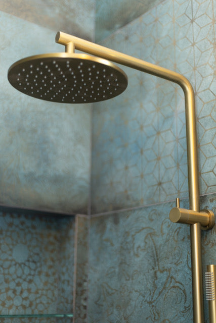 Solid Brass 10" Shower Station-Brushed Brass Gold