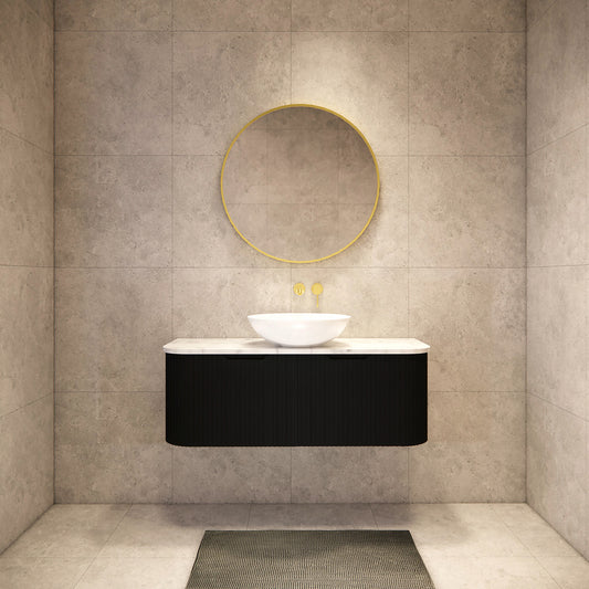 Bergen 1200mm Wall Hung Fluted Vanity Cabinet - Matte Black