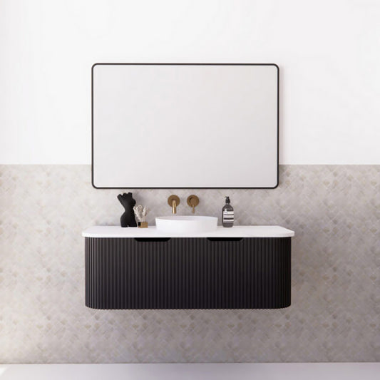 Bergen 1200mm Wall Hung Fluted Vanity Cabinet - Matte Black