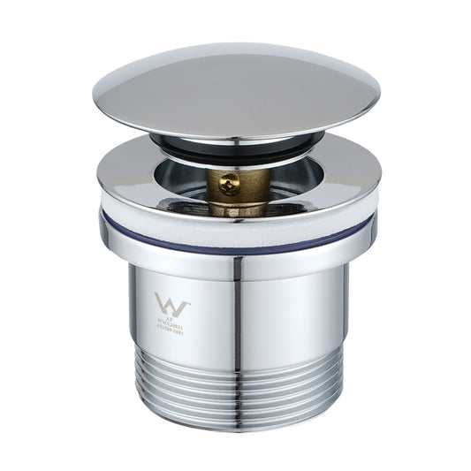 Solid Brass Universal Pop-Up Waste with Overflow - Chrome Silver