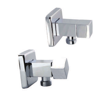 Brass Washing Machine Square Taps One Pair - Chrome Silver