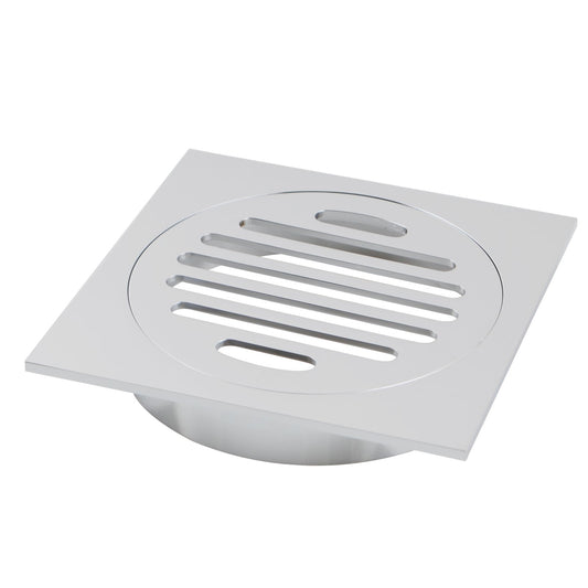 Solid Brass Floor Drain 110x110mm - Chrome Silver