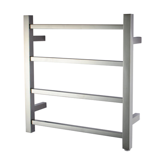 Stainless Steel Heated Towel Rack 4 Bars Square - Chrome Silver