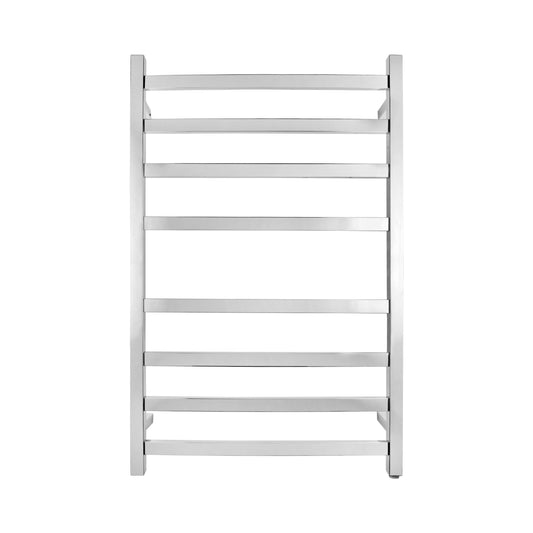 Stainless Steel Heated Towel Rack 8 Bars Square - Chrome Silver