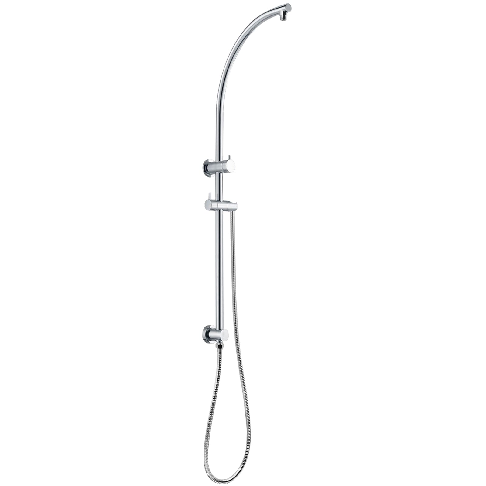 Stainless Steel & Solid Brass Shower Rail Round - Chrome Silver