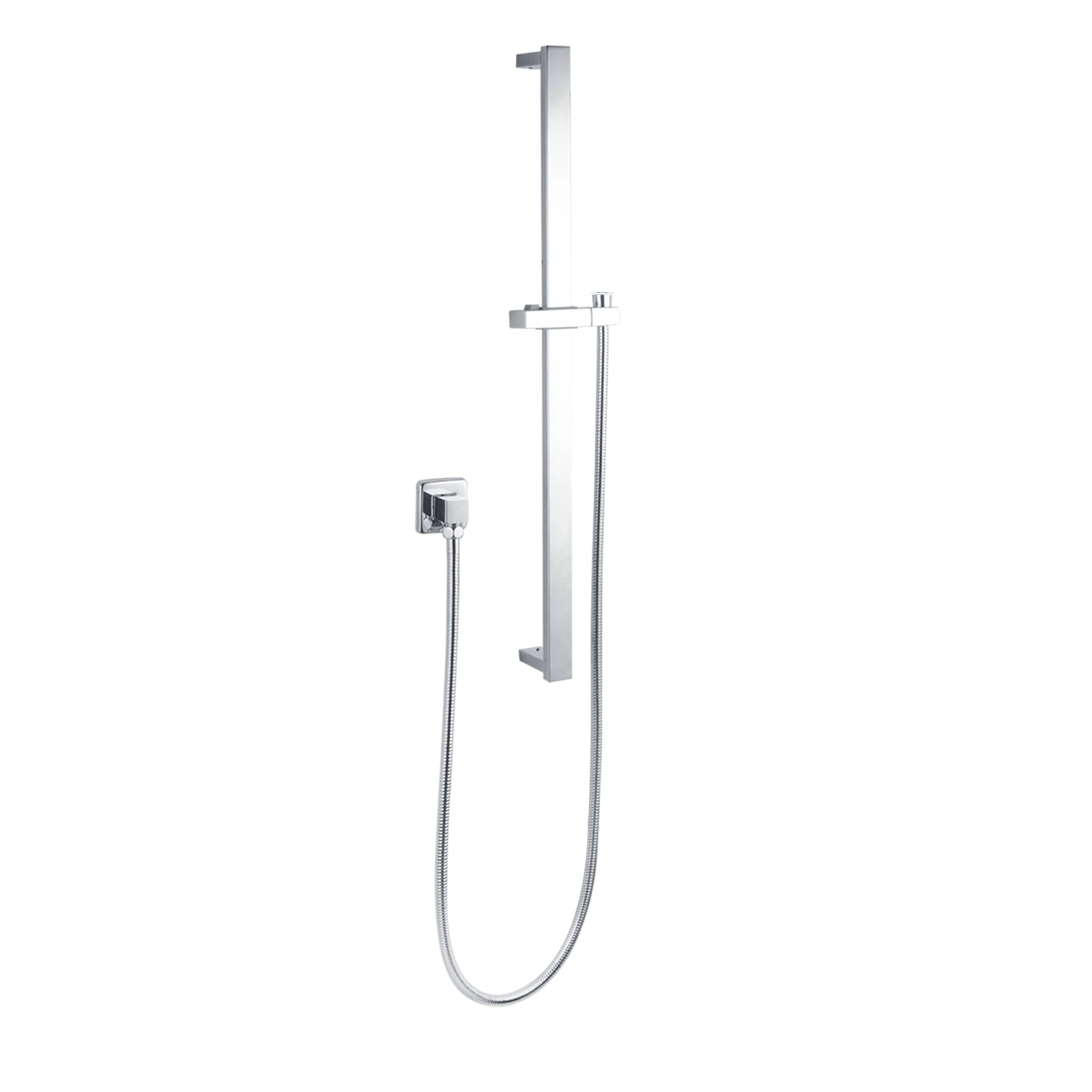 Handheld Shower Rail Square - Stainless Steel & Solid Brass - Chrome Silver