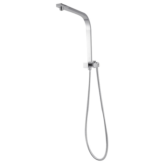 Stainless Steel & Solid Brass Fixed Shower Rail Square - Chrome Silver