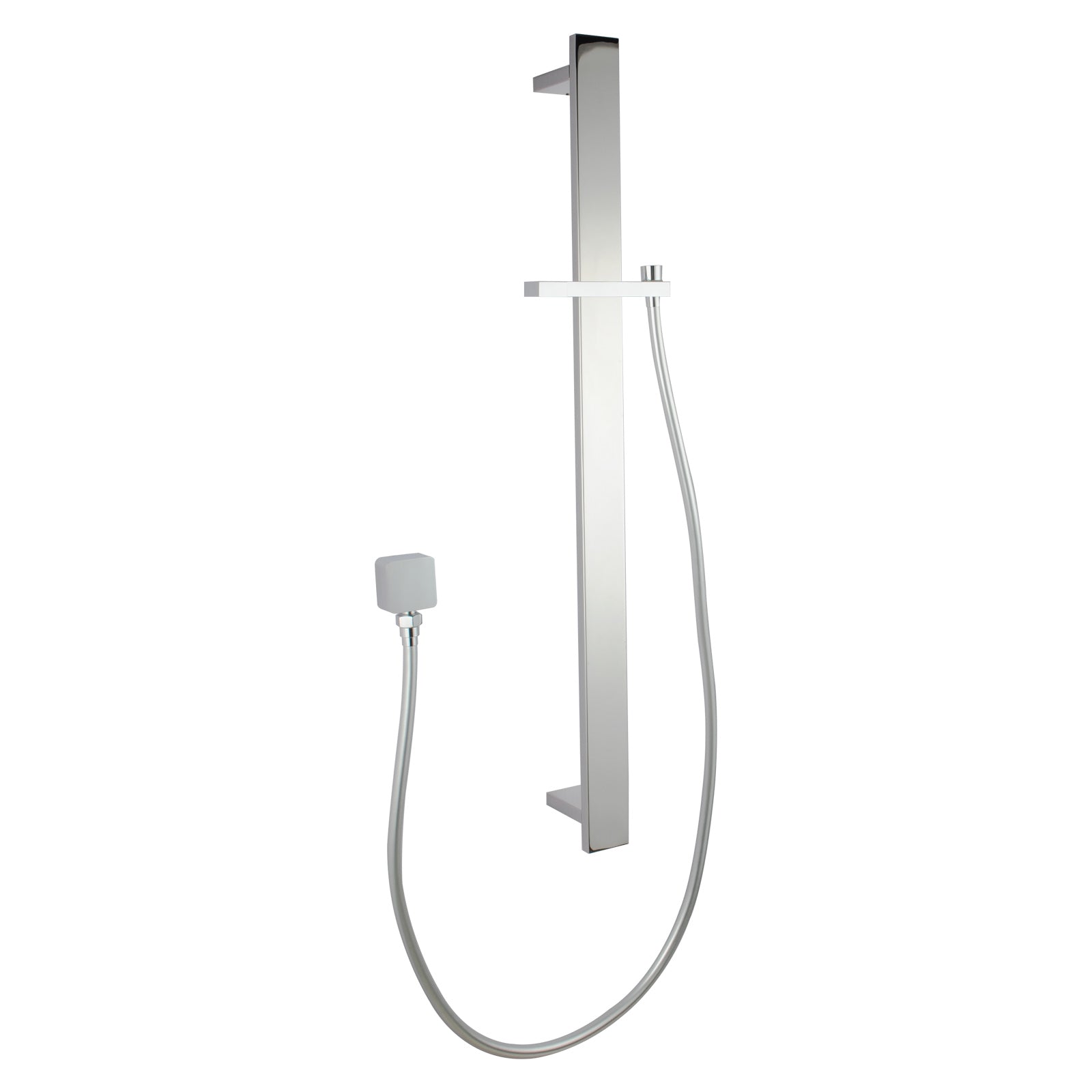 Handheld Shower Rail Flat - Stainless Steel & Solid Brass - Chrome Silver