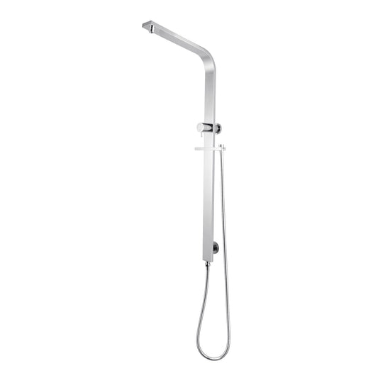 Stainless Steel & Solid Brass Fixed Shower Rail Flat - Chrome Silver