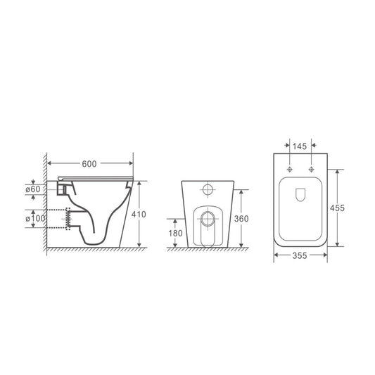 Mercio ENOX99 Rimless Wall Faced Floor Pan – Matte Black