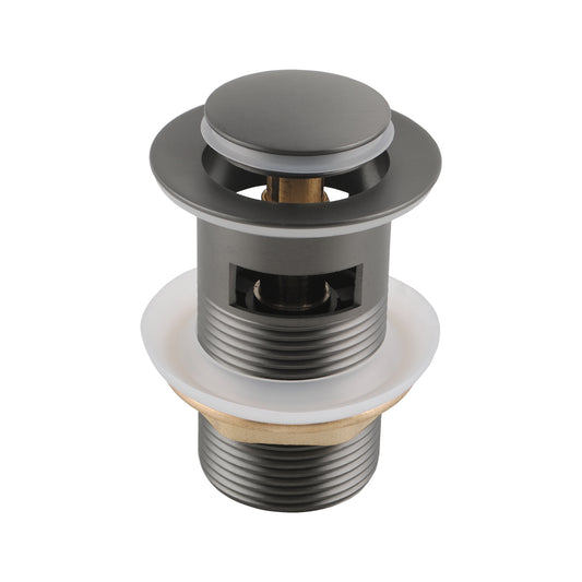 Solid Brass Basin Pop Up Waste with Overflow 32/40mm - Gunmetal Grey